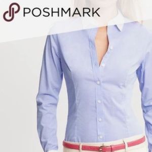 H&M Blue Button-down Blouse w/White Collar(10)NWOT